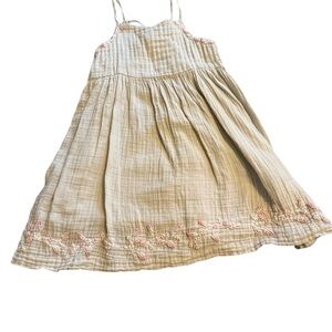 Charming Kids Casual Dress in Cream with Pink Accents